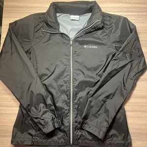 Columbia Women's Medium Wind breaker‎ Zip Up With Hood Black